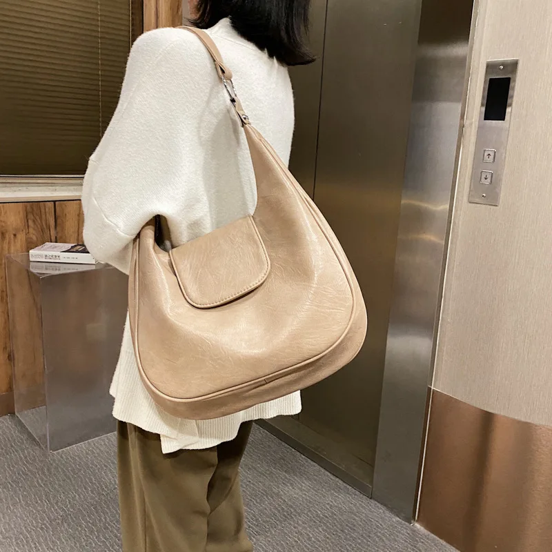 

Luxury Soft Pu Leather Handbags Vintage Large Tote Bag Designer Women Shoulder Bags Casual Simple Big Shopper Purses 2022