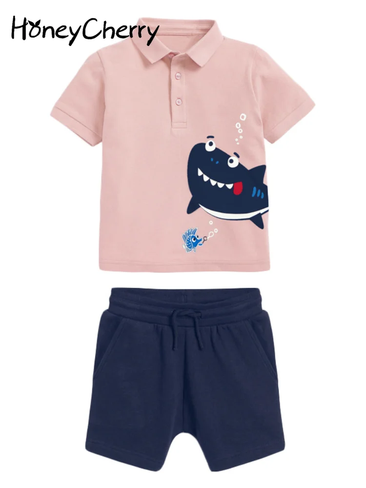 

HoneyCherry Clothing sets Boys Summer New Short Sleeve Lapel set baby boy clothes Suit for boy
