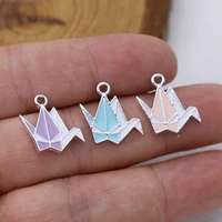 5pcs gold color enamel origami crane charm pendant jewelry making bracelet necklace earrings diy earrings accessories