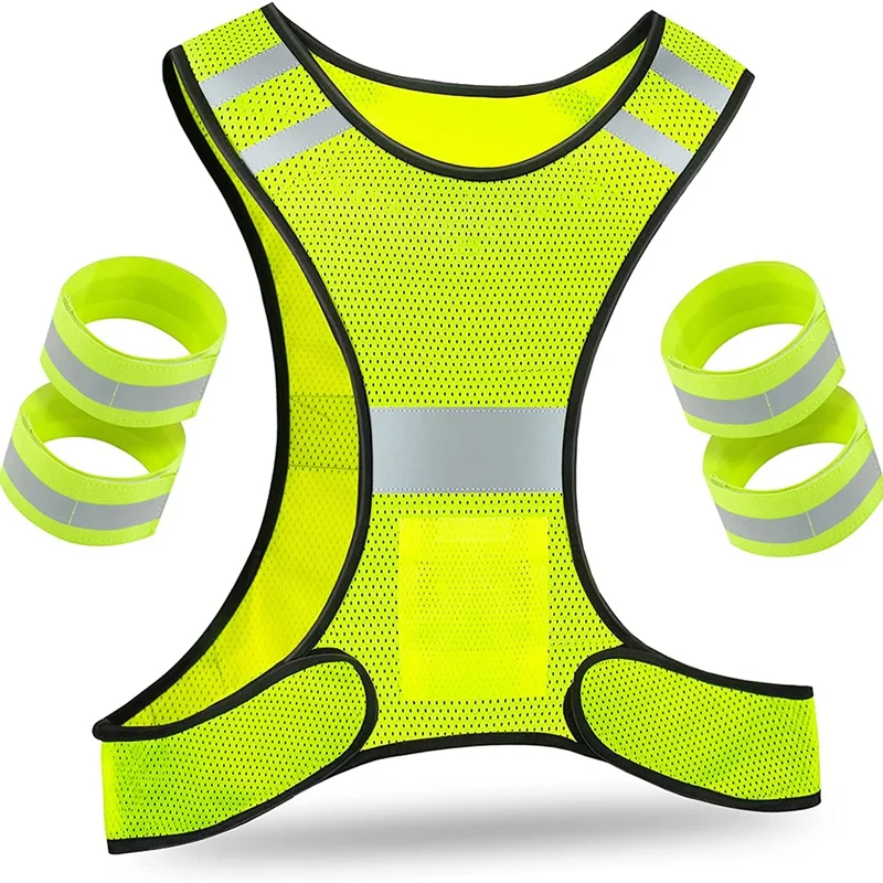 

Reflector Vest - High Visibility Bicycle Vest With Adjustable Fastener And 4 Reflector Jogging