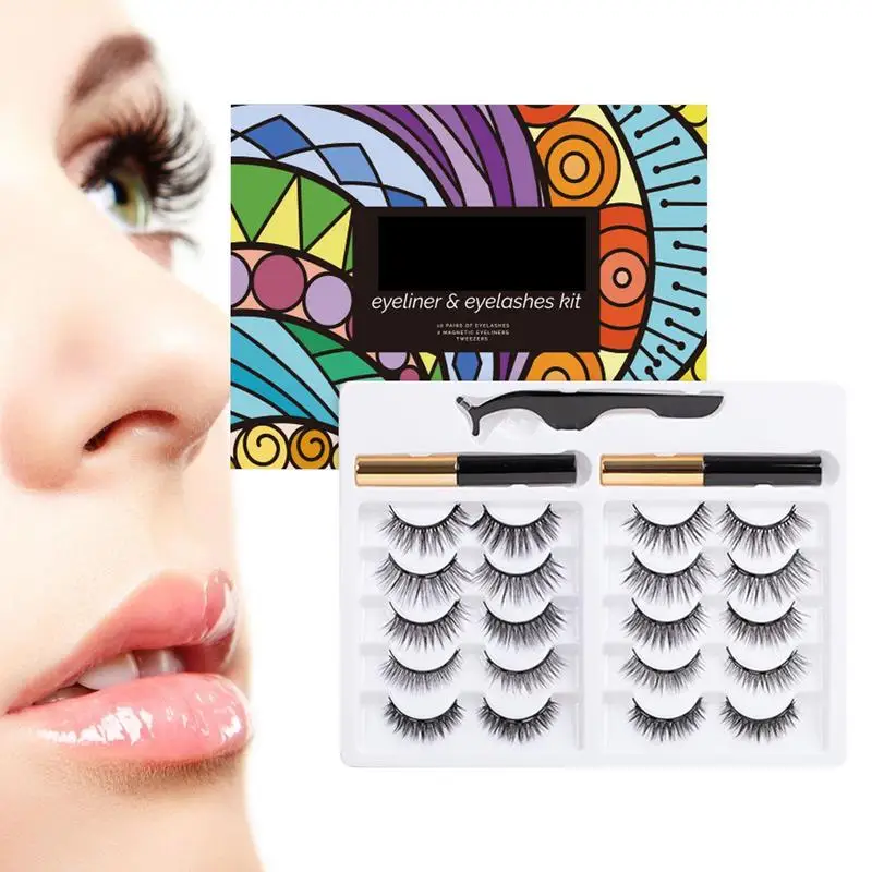 

Magnetic Eyelashes With Eyeliner 10 Pairs Magnetic Eyelashes 3D Magnetic Eyeliner And Eyelashes Kit 3D Natural Look Reusable