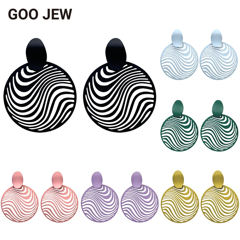GOO JEW Elegante Runde Welligkeit Ohrringe Mode Design Bunte Ohrring für Frauen Täglichen Wearring