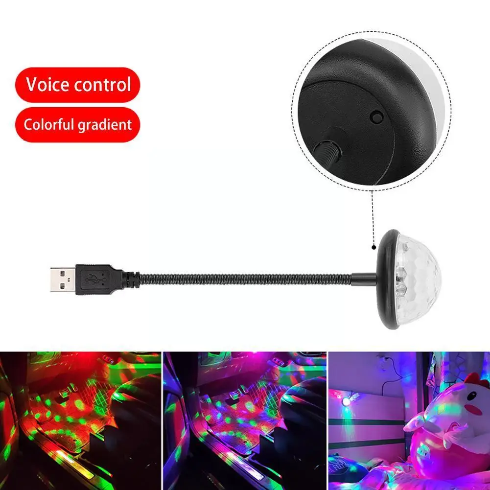 

Sound Party Lights Auto USB Mini Disco Party Lights Sound Multi-Color Car Atmosphere Decorations Lamp Magic Strobe for Car C6H2