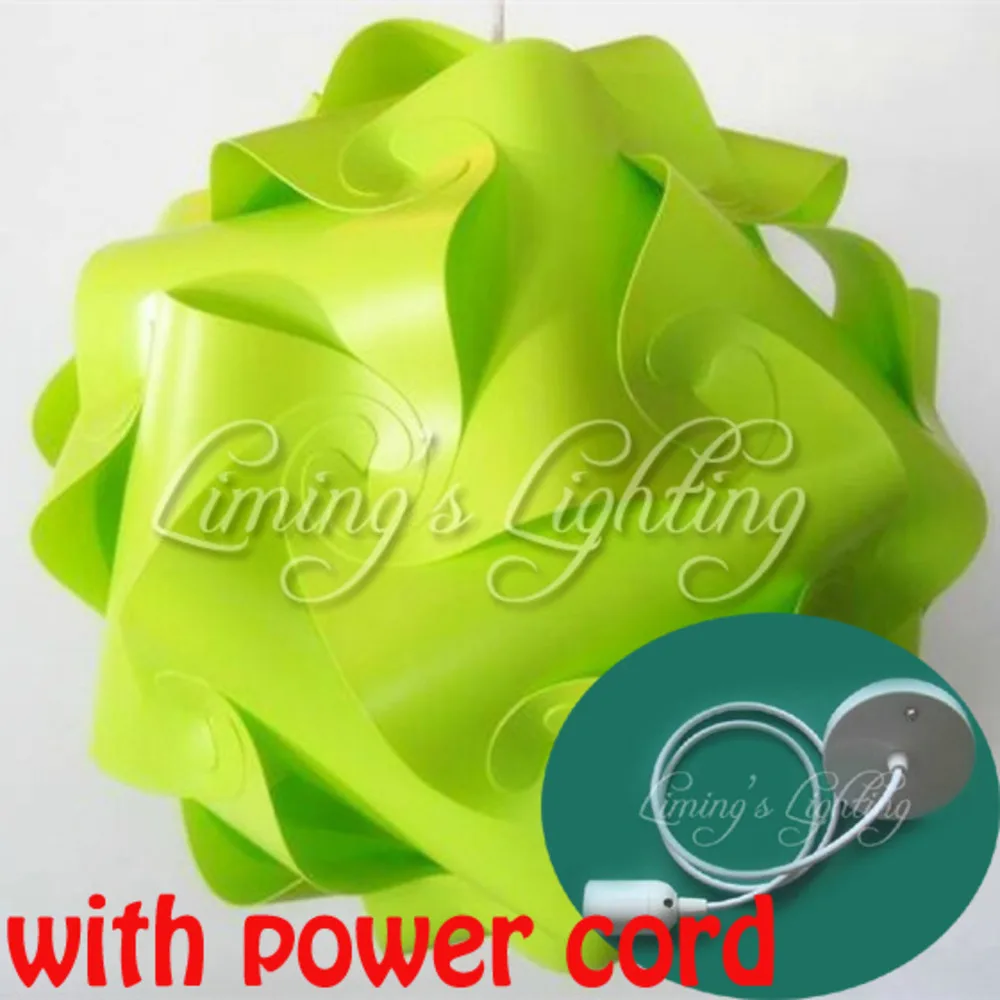 GREEN with power cord 25cm/30cm/40cm Modern DIY Elements IQ Jigsaw Puzzle ZE Lamp Ceiling Chandelier Pendant Lamp Light Lighting