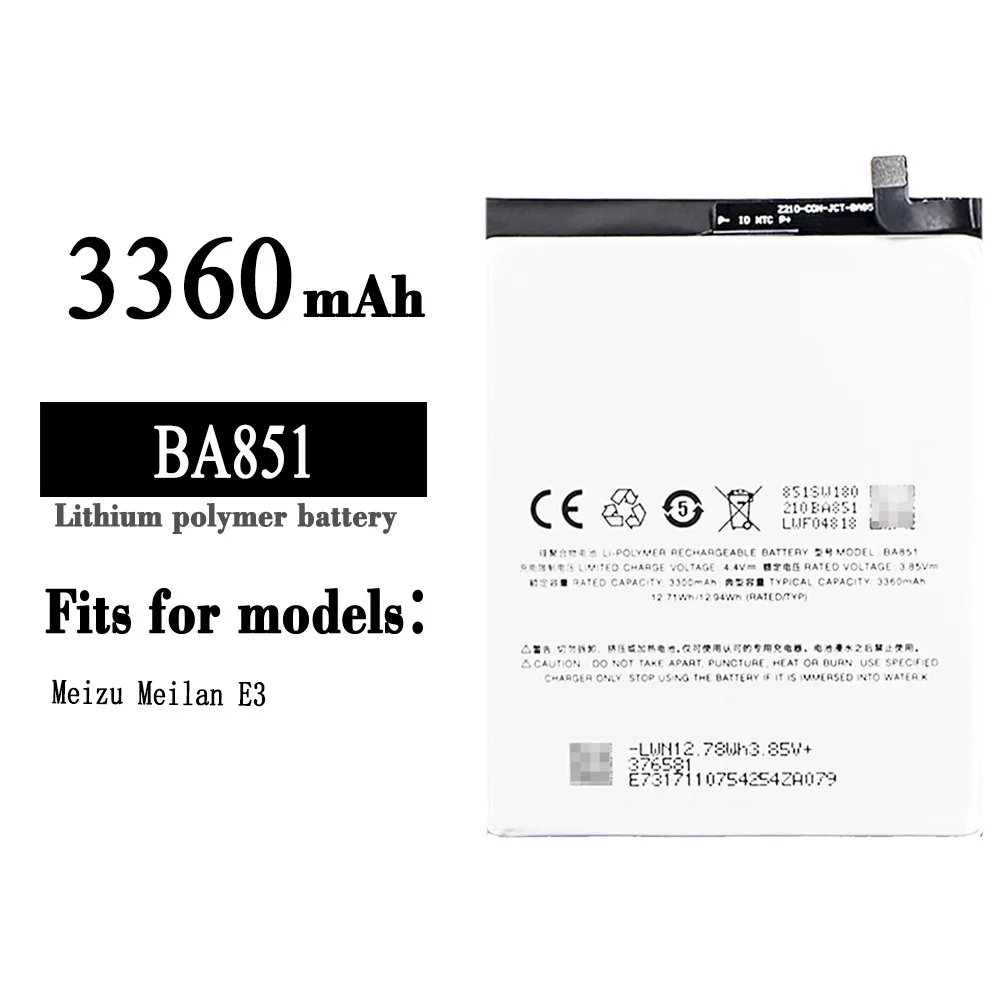 

100% Orginal High Quality BA851 Replacement Battery For Meizu Meilan E3 Large Capacity 3360mAh Built-in New Lithium Batteries