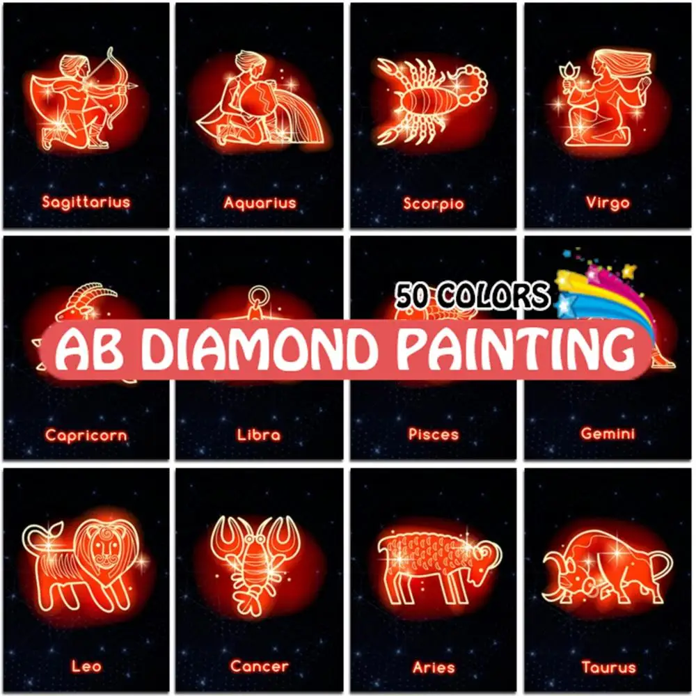 

5D New Collection Diamond Painting AB Twelve Constellations DIY Full Drill Embroidery Sale Landscape Aquarius Mosaic Handicraft