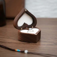new heart ring box walnut wood jewellery box proposal engagement ring packaging boxes wedding jewelry storage valentine gift