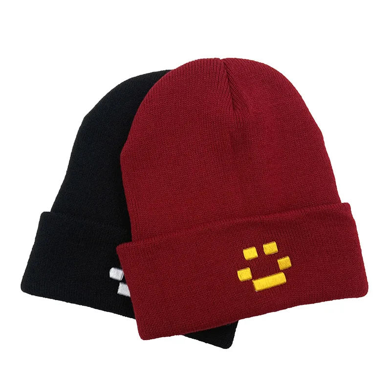 

New Embroidery Women Men Autumn Winter Beanies Hat Gothic Punk Hip Hop Street Knitted Bonnet Caps Quackity Warm Beanies Hats
