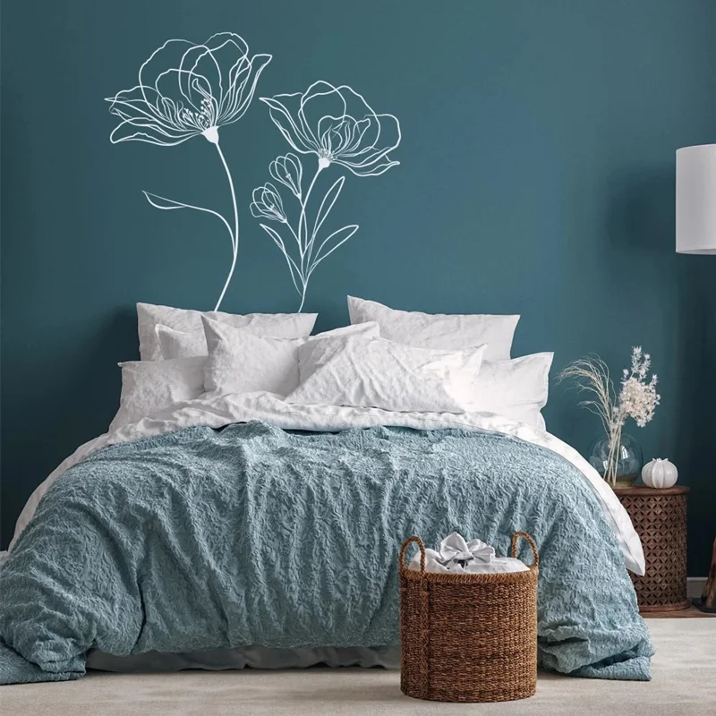 

Poppies Plant Flower Wall Decals Vinyl Art Home Decor Living Room Bedroom Door Window Decoration Sticker Custom Color Mural G141