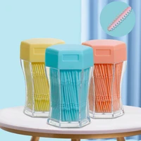 200pcsset plastic double head brushed toothpick soft oral care 6 2 cm hot sale floss toothpick teeth care floss pick portable