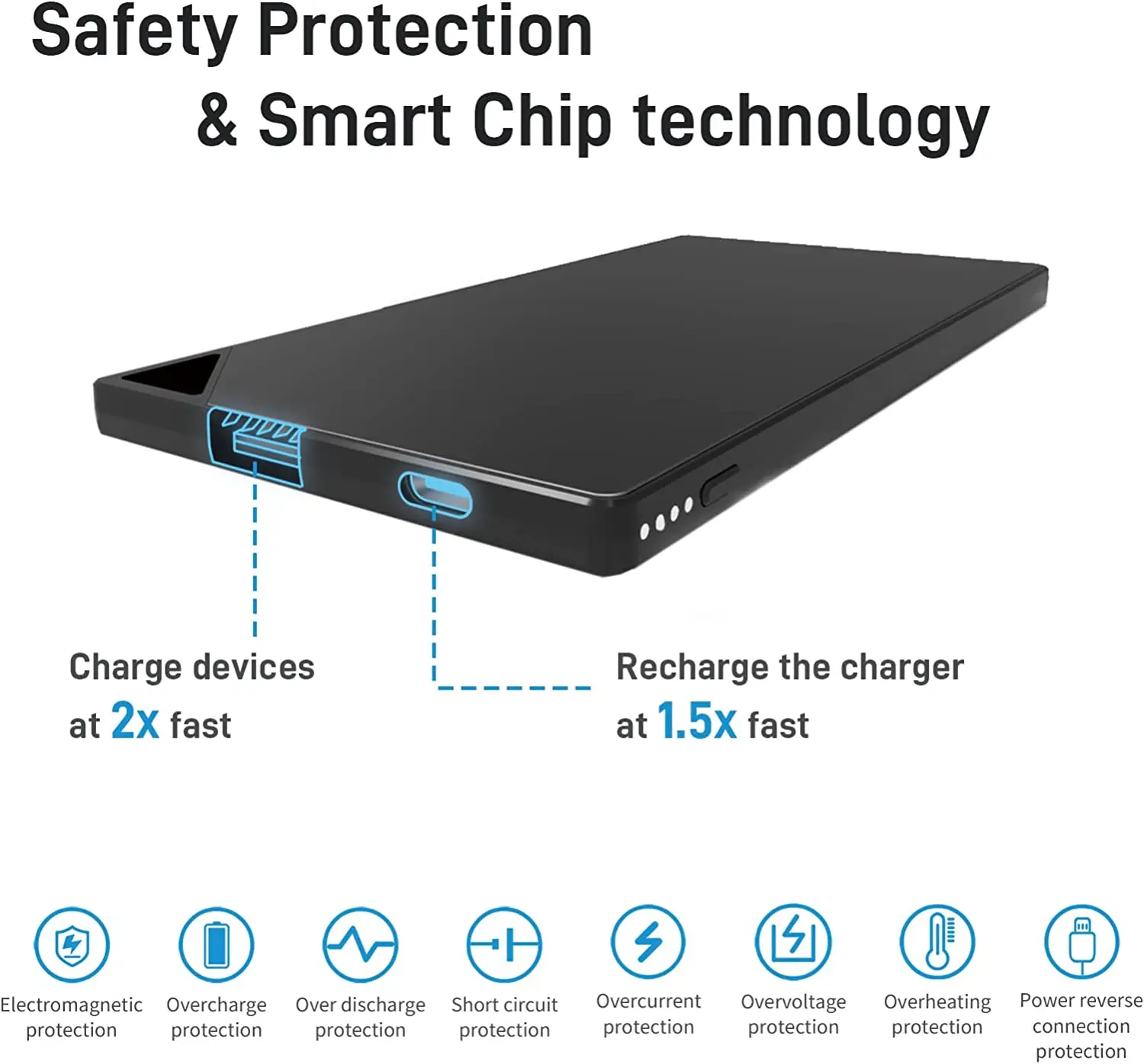 Портативный тонкий внешний аккумулятор TNTOR 6 мм 5000 мАч компактный