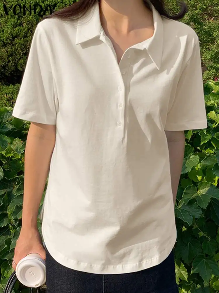 

Рубашка VONDA женская с коротким рукавом, однотонная, на пуговицах