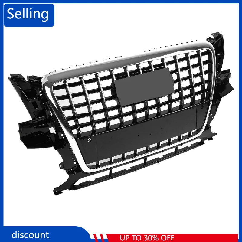 

For SQ5 Style Front Bumper Mesh Hood Grill Grille Glossy Black Universal for Audi Q5 ABS Bumper Grill 2009 2010 2011 2012 fast