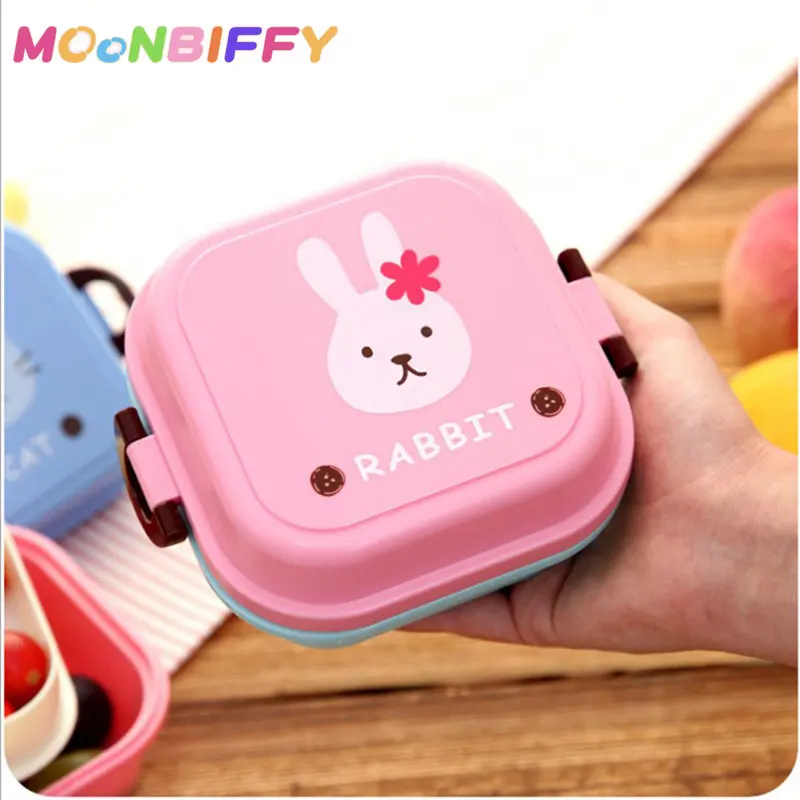 

Cute Portable Colorful Cartoon Lunch Box Microwaveable Kids 2 Layer Food Fruit Container Picnic Outdoor Bento Box Child Gift
