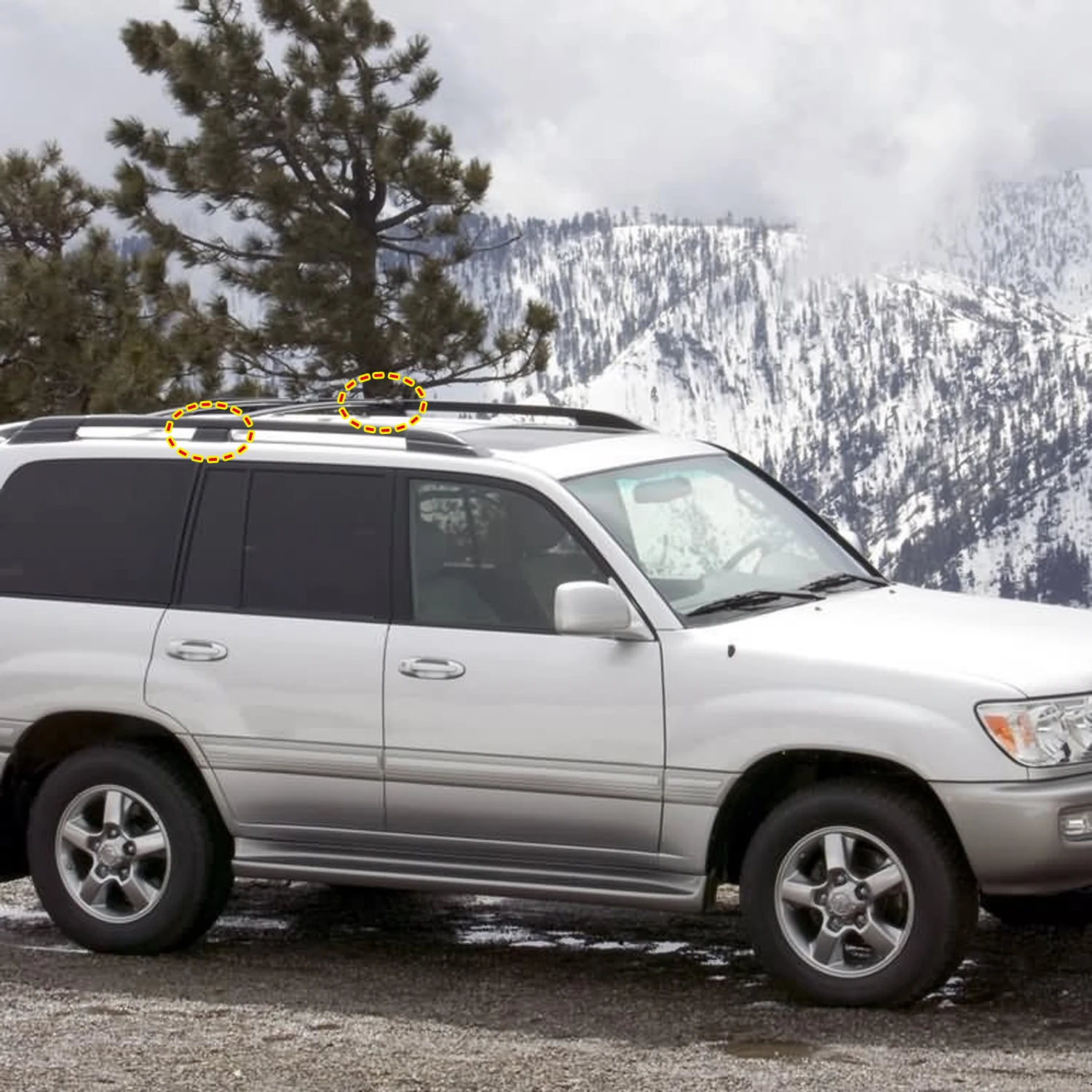 Фото Для Toyota Land Cruiser LC100 FJ100 1998-2007 внешние аксессуары для автомобиля, направляющие для багажника на крышу, средняя защитная крышка для багажа, 2 шт. №3