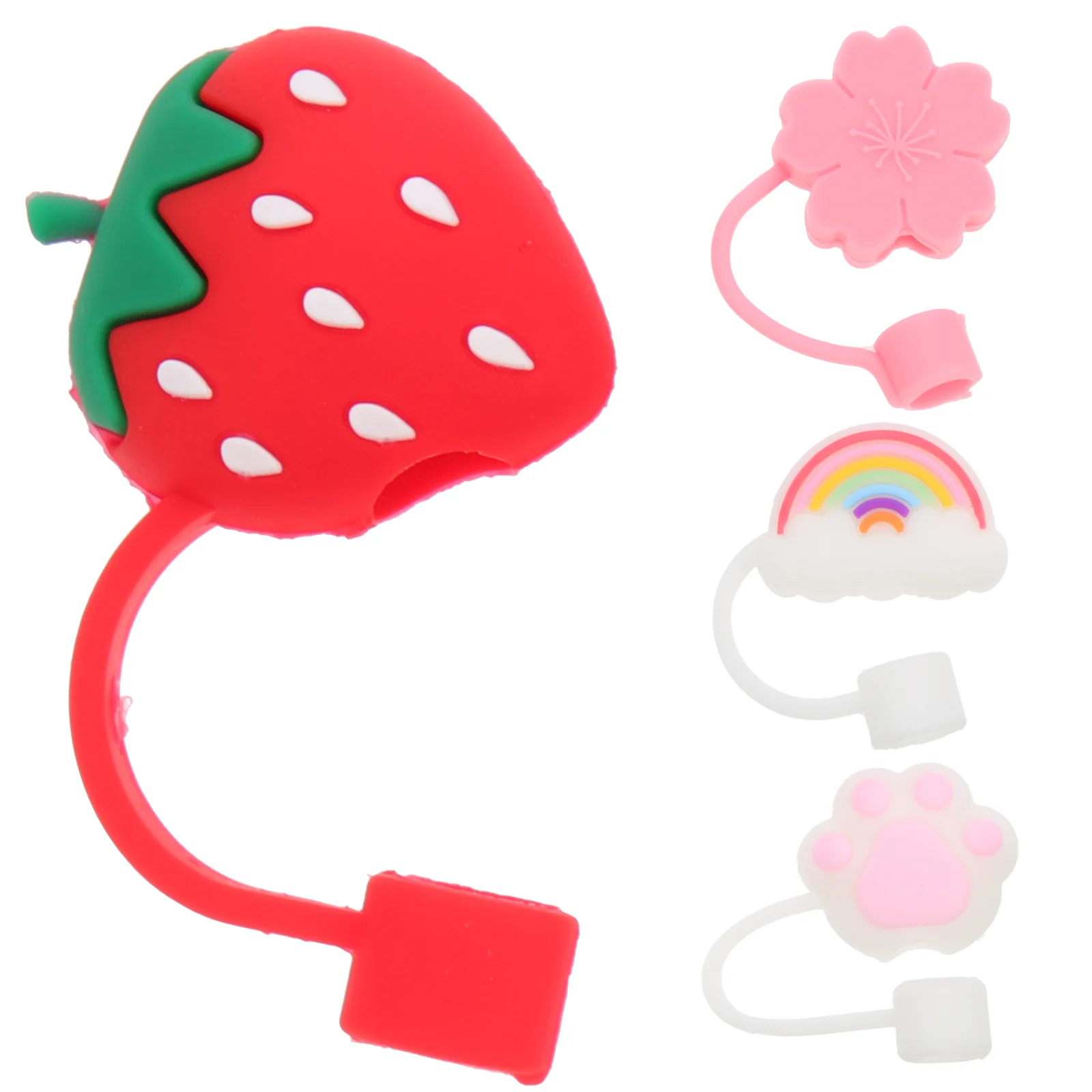 

Straw Cover Tips Drinking Cap Silicone Covers Reusable Cute Plugs Protector Plug Caps Tip Strawberry Straws Toppers Lids Dust