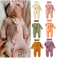 baby clothes newborn boys girls footie zip rompers warm ruffle cotton jumpsuit overalls kids infant sleepwear clothing 0 24m