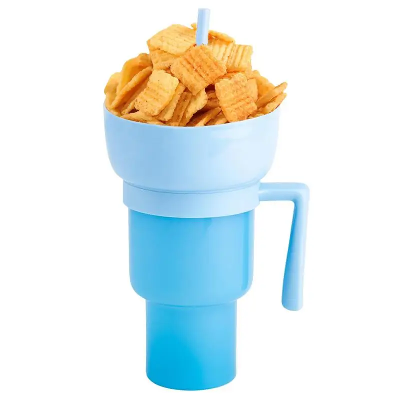 StadiumTumbler 32 Fl Oz Coral Cup With Snack Bowl On Top 2 I