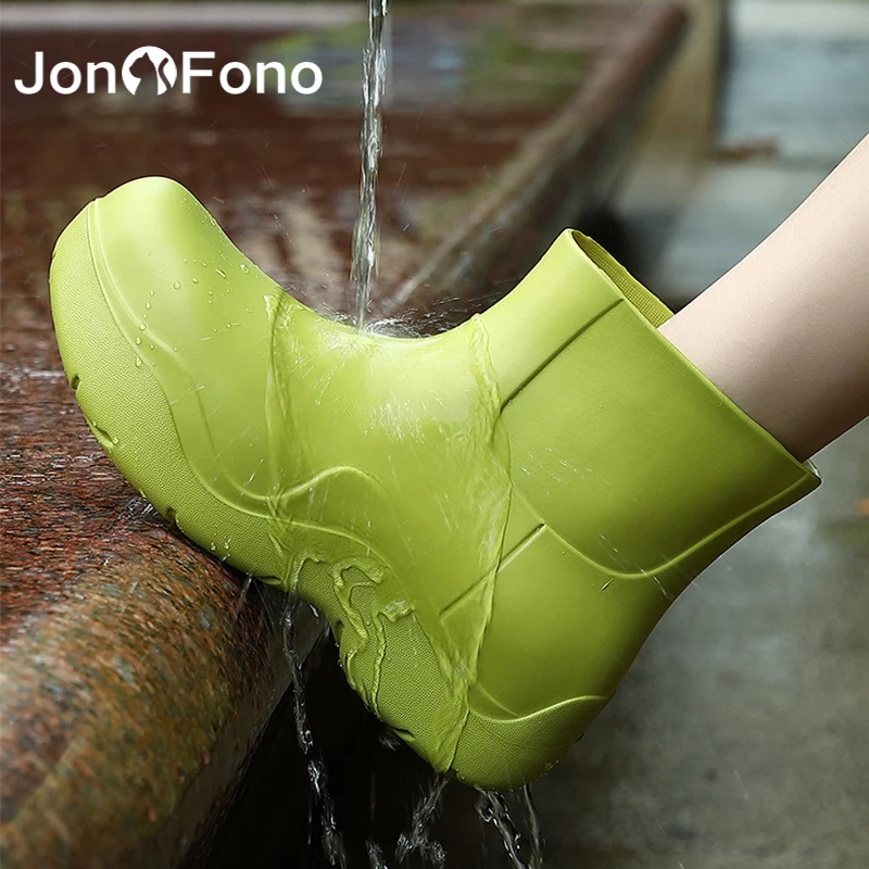 

JonoFono 2022 Women'S Rain Boots Summer Increasing Thick Bottom Outdoor Causal Ins Fashion Concise Female Ladies Footwear