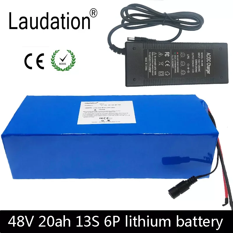 

2023NEW Laudation 48V 20ah Battery 13S6P 18650 Pack 54.6V 20000mah With 25A BMS Charger For Small Motorcycles/Electric Bicycles/