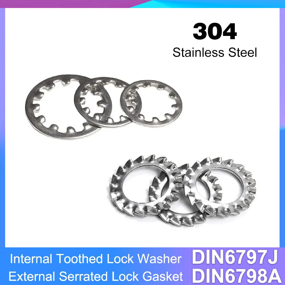 304 нержавеющая сталь DIN6798A внешняя зубчатая Стопорная шайба M3 M4 M5 M6 M8 M10 M12 M20 DIN6797J