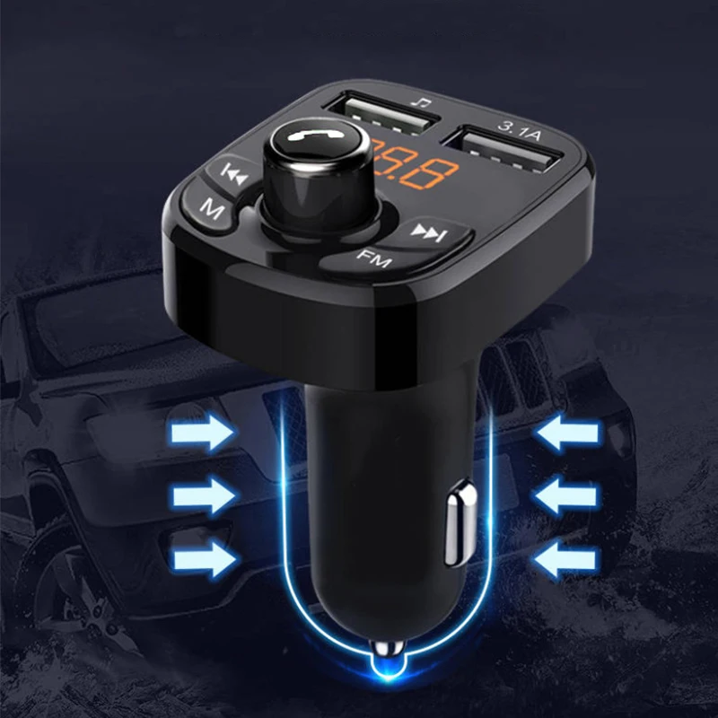 car bluetooth 5 0 audio player dual usb u disk phone charger adapter car fm bluetooth transmitter receiver auto accessories free global shipping