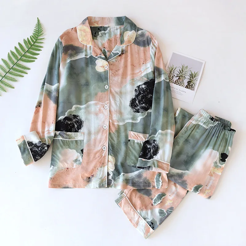 Female pyjamas two-piece female household to take the spring and autumn period and the long sleeve cotton trouser suit pajamas