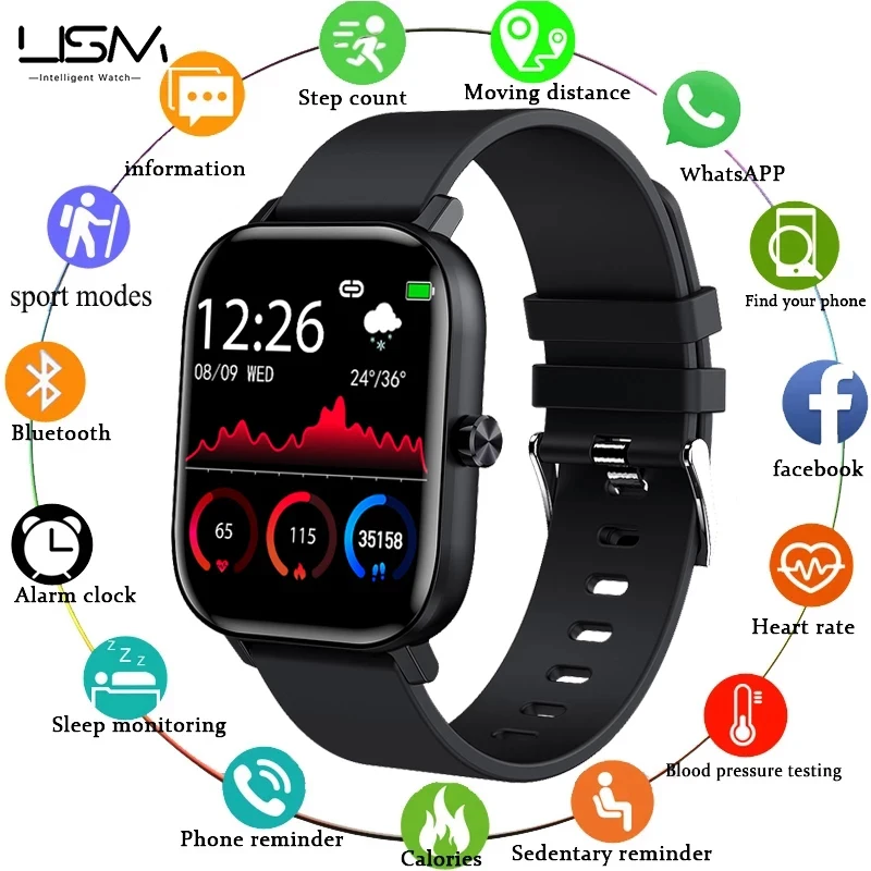 

Смарт-часы LISM I10 для мужчин и женщин, спортивный браслет с пульсометром, мониторингом сна, bluetooth-контролем, водонепроницаемость ip67