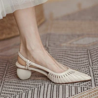 womens sandals female square heels elegant summer slippers outside cross tied leather ladies slides 2022 fashion woman sandals