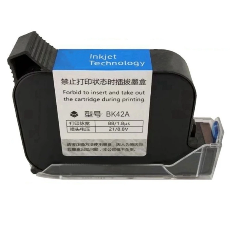 

BK42A Quick Drying Ink Cartridge 12.7mm Handheld Inkjet Printer 42ml Solvent Ink Cartridge for Unencrypted Printers