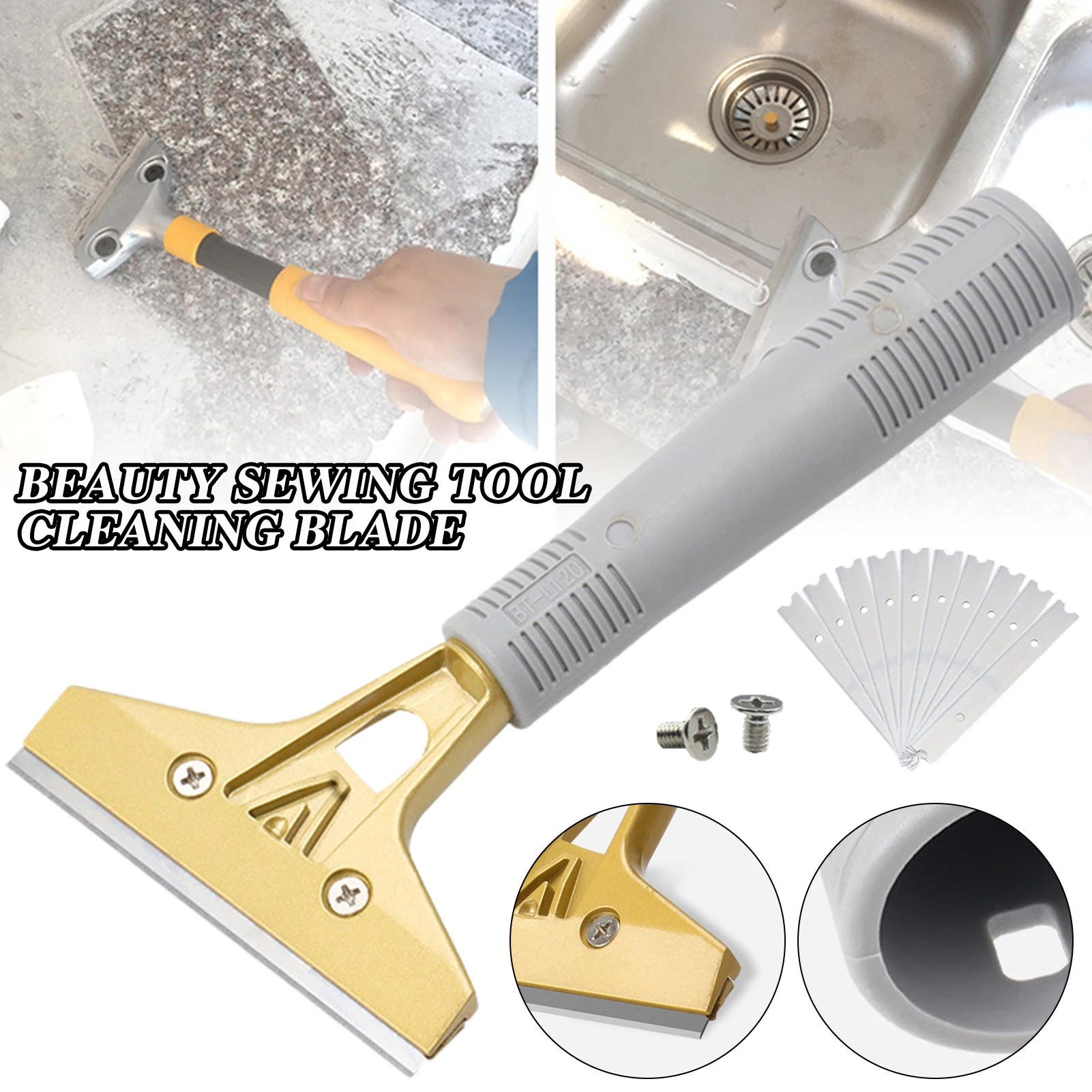

Aluminium Alloy Scraper With Protective Cover Bricklaying Tool For Crevice Ceramic Tile Multi-purpose Remover For Food Residues
