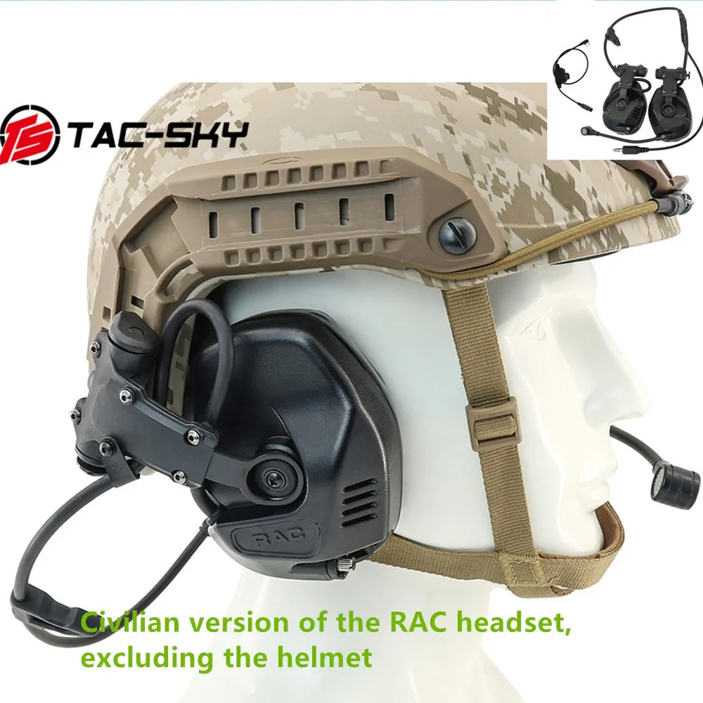 TS TAC-SKY Tactical Electronic Noise Cancelling Silicone Over-Ear RAC Headset with Tactical ARC Rail Adapter Fast Helme enlarge