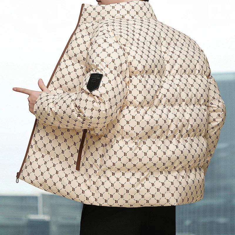 Мужская парка с воротником-стойкой новая зимняя пуховая куртка надписью теплые