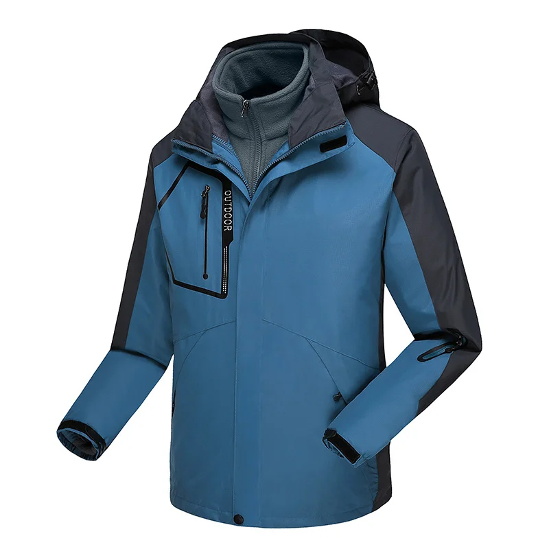 

Men's 3 In 1 Thick Hiking Jacket Waterproof Winter Windbreaker Outdoor Warm Camping Women Couples Windproof Coat