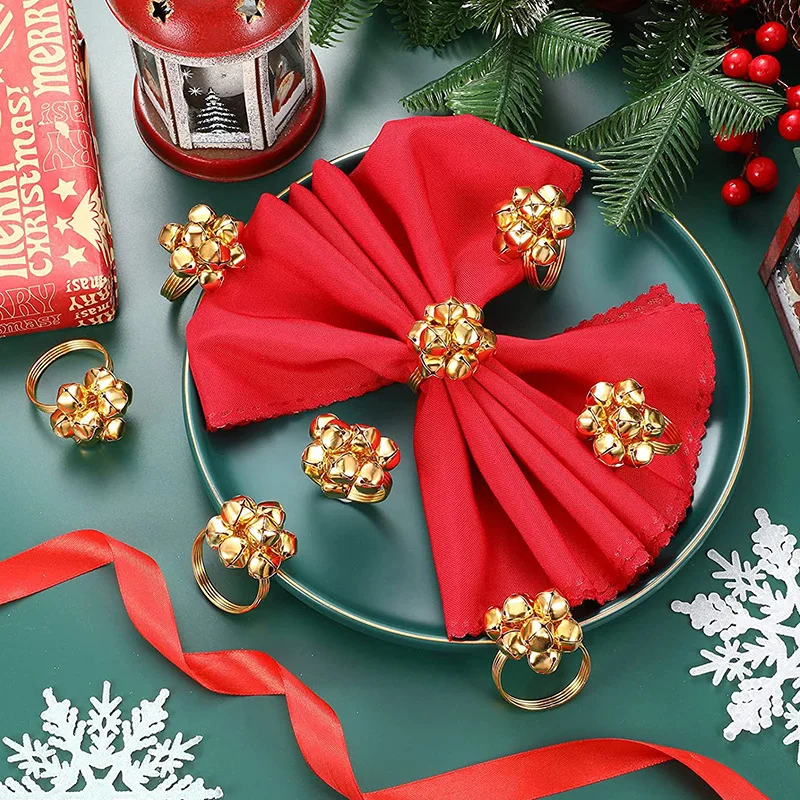 

4Pcs Christmas Napkin Rings Silver Napkin Rings Napkin Buckles Holder Rings for Wedding Birthday Dinner Christmas Decoration