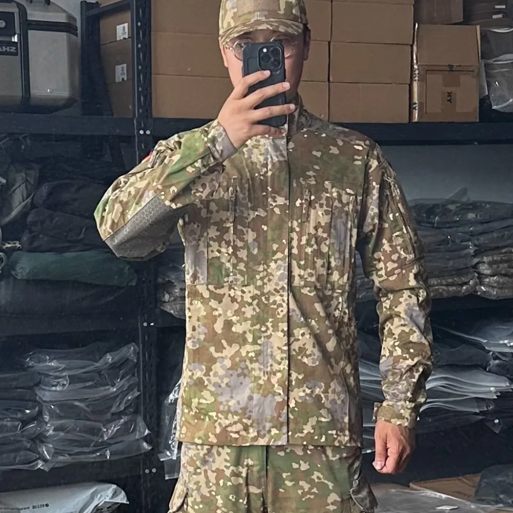 Фото Немецкая базовая футболка KSK, камуфляжная рубашка Flecktarn для активного отдыха, одежда для любой местности №4