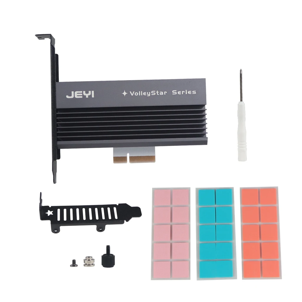 

JEYI VolleyStar-PRO Heat Sink Heatsink M.2 for NVMe SSD for NGFF TO PCIE X4 Adapter M Key Port Card PCI-E 3.0 x4 Full Speed