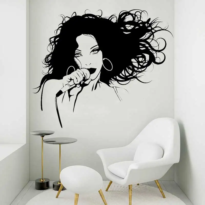 Vinyl Decal Singer Artist Girl Pop Rock Rap Live Studio Recording Studio Kids Room Home Bedroom Modern Decor Vinyl Decal Gift Y9