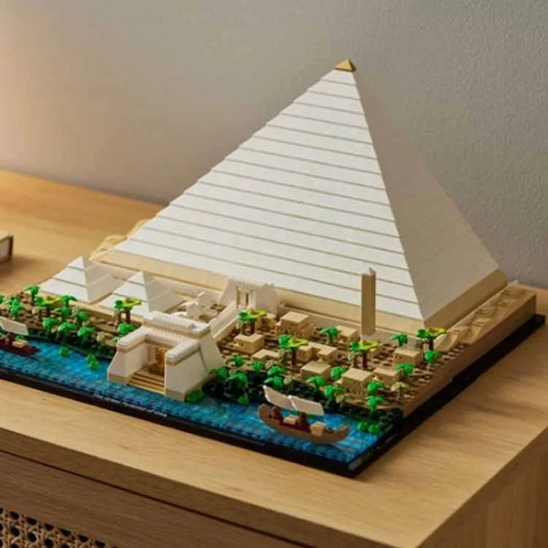 

В наличии Классическая большая пирамида, модель Giza, набор строительных блоков, совместимых с 21058, сборные кирпичи «сделай сам», детские игрушки, подарок на день рождения
