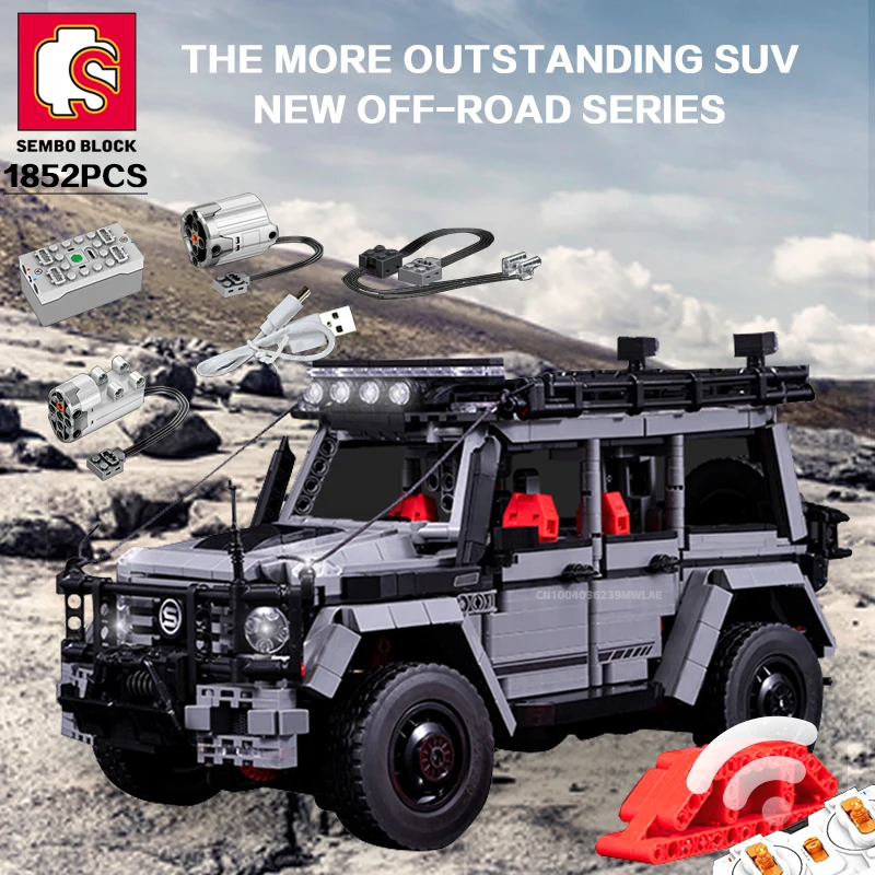 

SEMBO TECHNICAL 1852PCS RC Car Off-Road Buggy Trucks Remote Control SUV Building Blocks Collectible Display For Children Adults