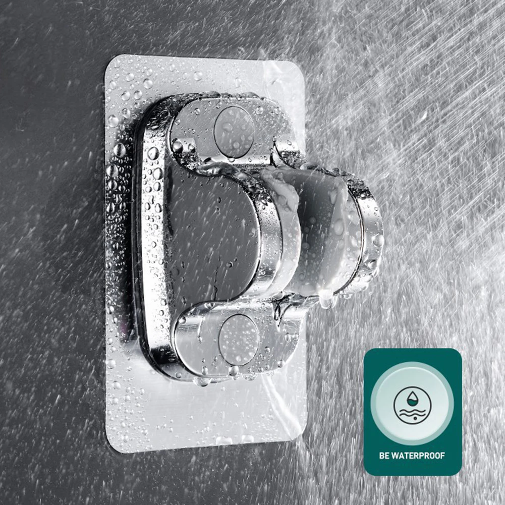 

Universal Punch Free Shower Head Bracket Self-adhesive Handheld Bracket Fixed Base 90 Degree Adjustable for Home Hotel Kitchen