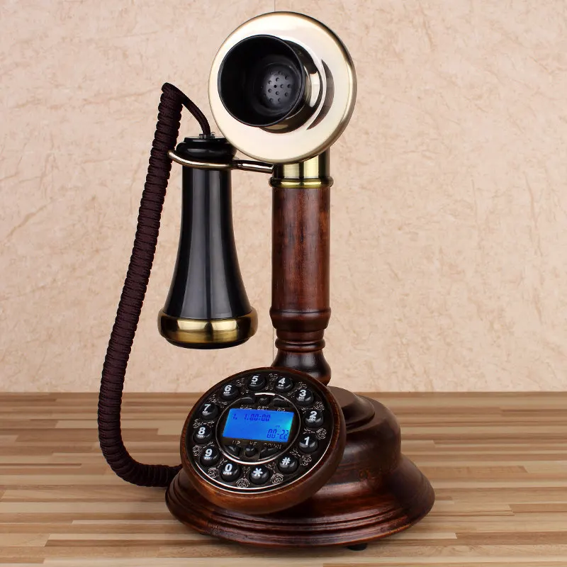 European Antique landline Telephone caller ID Design Retro fixed Phone with wood vintagel for Home ofice hotel bedroom bar