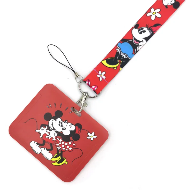 Mickey Minnie Mouse Hug Anime Lanyard Badge Holder ID Card Lanyards Mobile Phone Rope Key Neck Straps Keychain Ring |