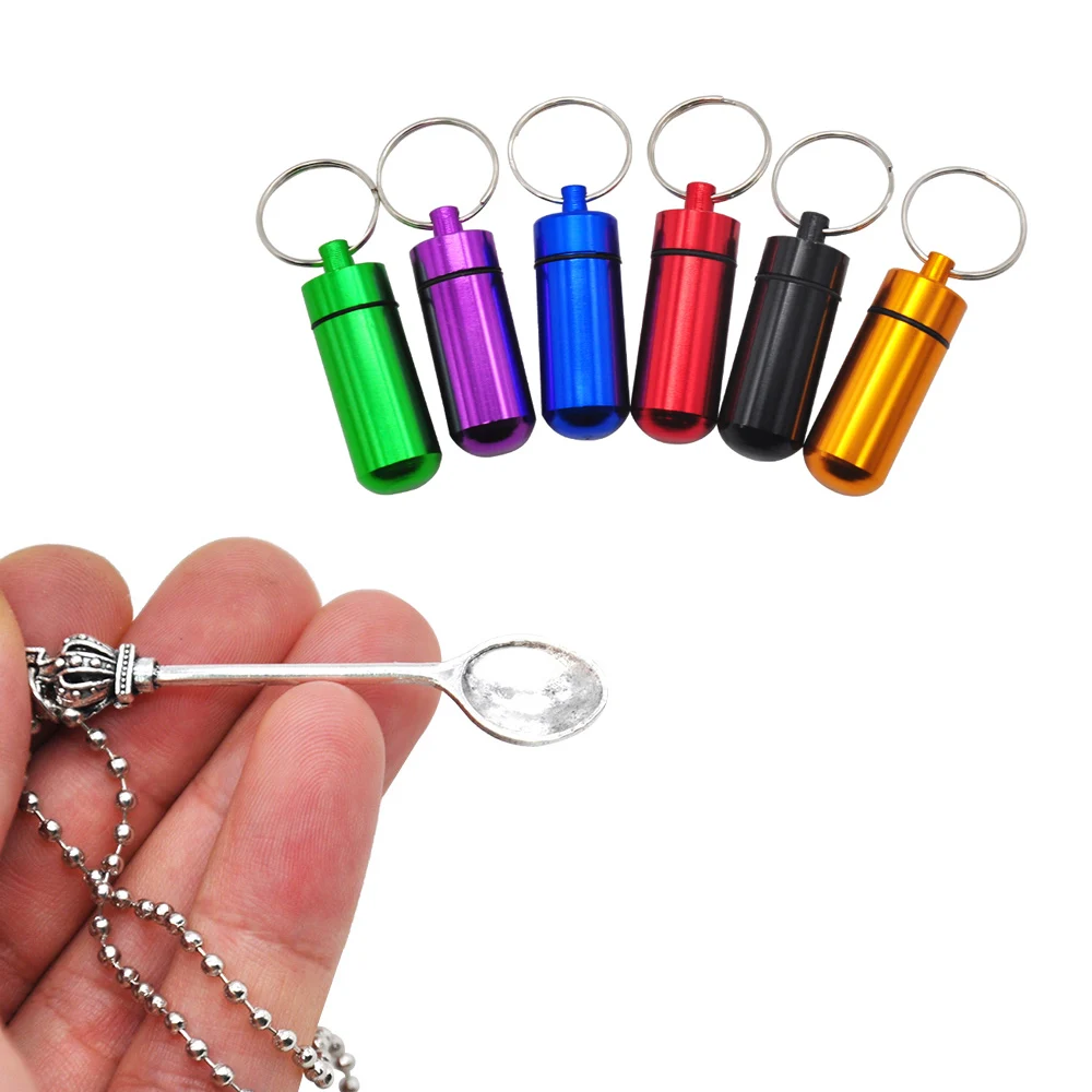 

HONEYPUFF Keychain Aluminum Metal Container Stash Jar Bottle Mini Spoon