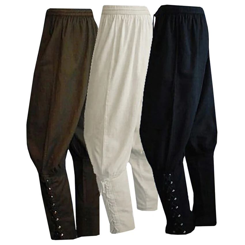 

Men's Medieval Retro Pants Solid Prince Knight Cosplay Pants Stage Performance for Men Bandage The Renaissance Trousers Clothes