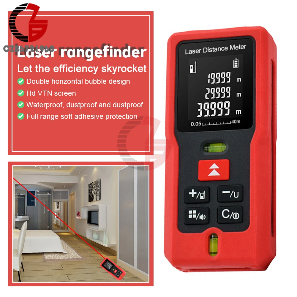 

Mini Laser Measure Laser Distance Meter 50M 100M Portable Handle LCD Digital Range Finder Angle Length Measuring Tool Rangefinde
