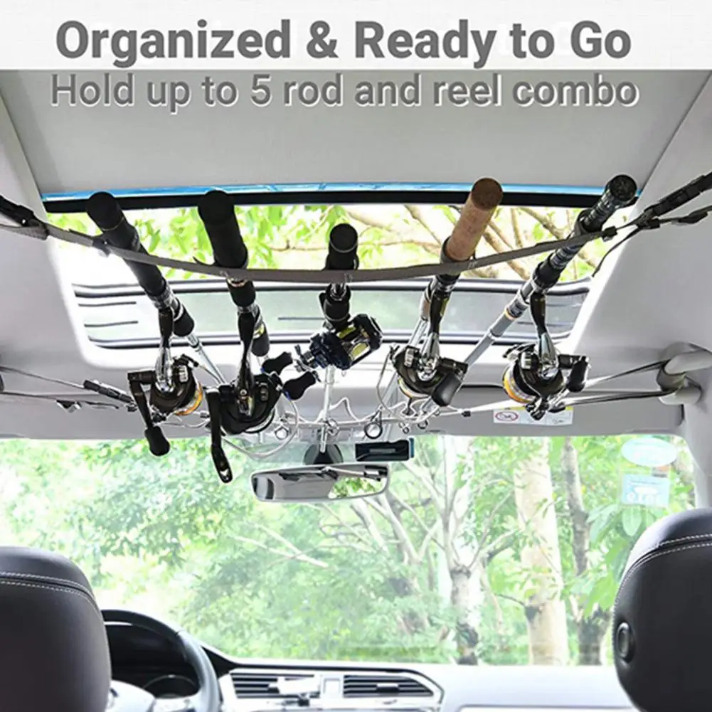 

Car Fishing Rod Rack 2Pcs Durable Strong Adhesion Polyester Fishing Pole Storage Rack Belt Strap for Automobile