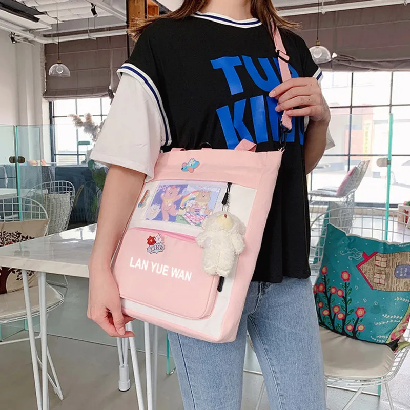 

Рюкзаки в стиле преппи, холщовая ранцевая сумка для девочек-подростков, Студенческая сумка-книжка для колледжа, сумка через плечо