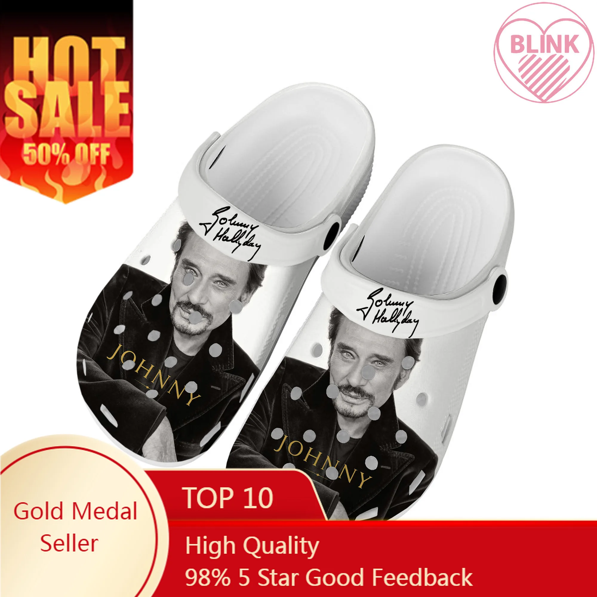 

Johnny Hallyday Rock Singer Home Clogs Custom Water Shoes Mens Womens Teenager Shoe Garden Clog Sandals Beach Hole Slippers