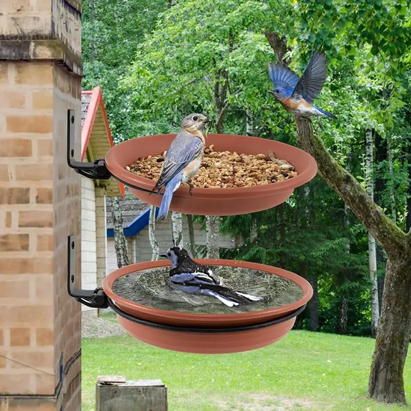 Wall Hanging Bird Bath Spa Sturdy And Flat 2 Bird Trays With